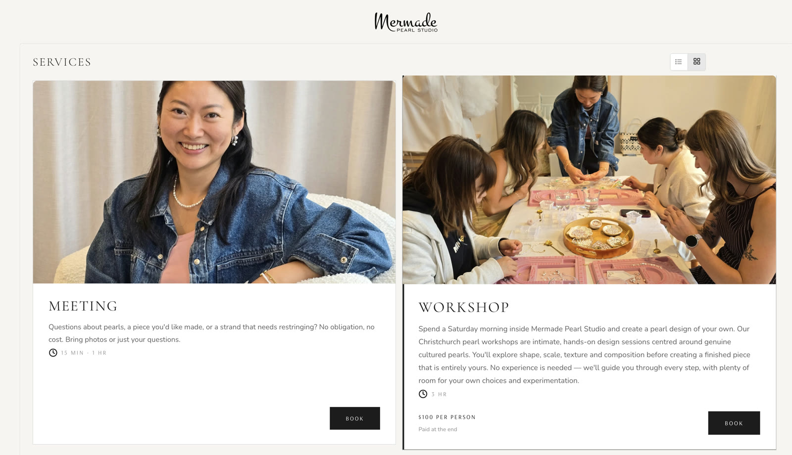 Online booking page we built
